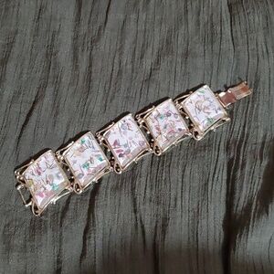 PAM Vintage Paruria Gold & White Rainbow Confetti Designer Signed 1950's